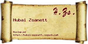 Hubai Zsanett névjegykártya